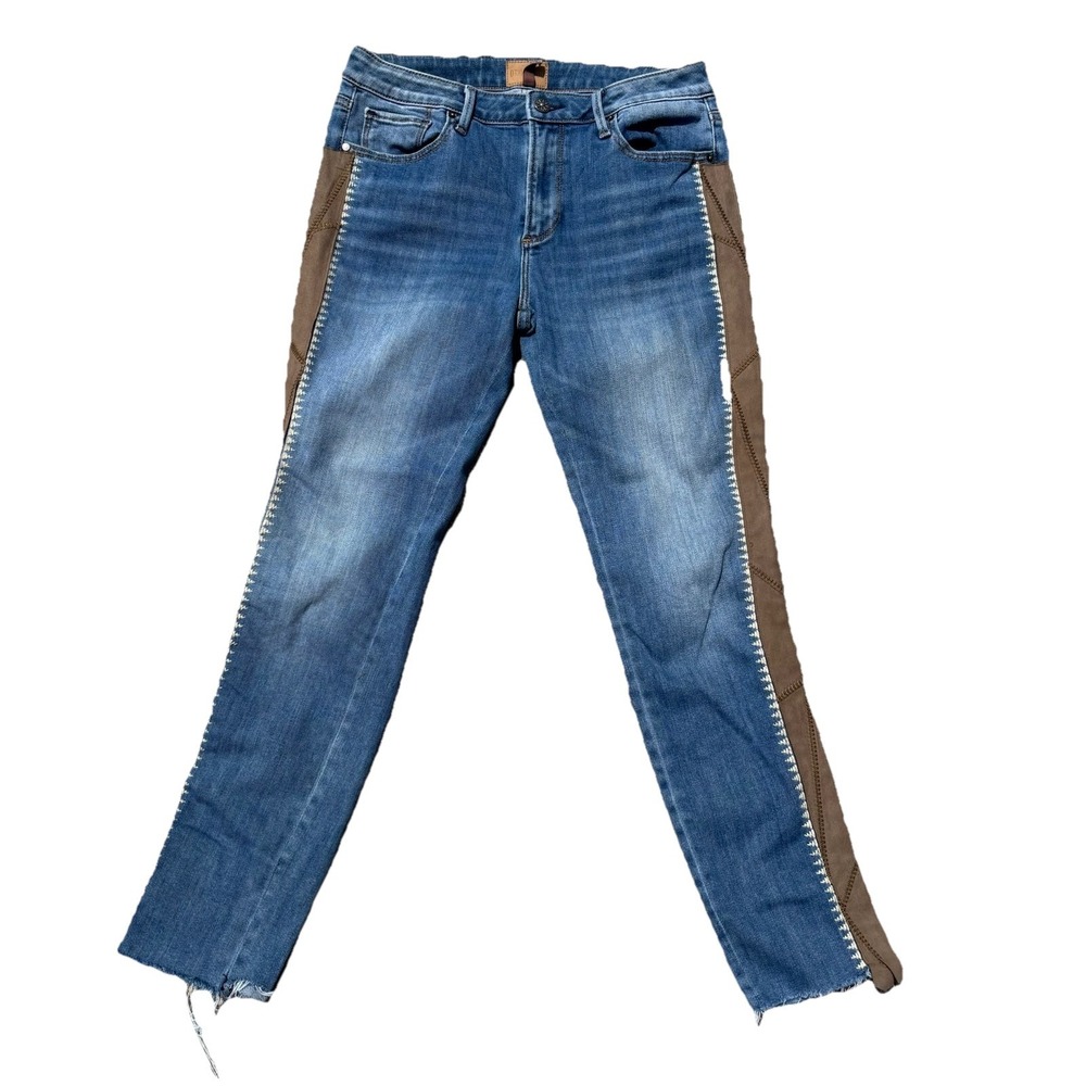 Driftwood Classic Fit Jackie Suede Embroidered Aztec Denim Blue‎ Jeans 27x27